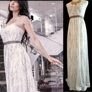 BCBGMaxAzria Formal Gown Prom Evening  Event Gala Strapless Flowy Chiffon